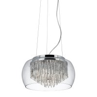 Searchlight Curva Clear Gls Shade 4 Light Pendant/Aluminium Spiral Tubes In