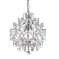 Searchlight Harrietta-3 Light Pendant Chrome with Hexagonal Crystal Drops & Buttons