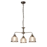 Searchlight Bistro II 3 Light Ceiling, Antique Brass, Halophane Glass