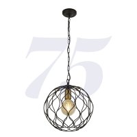 Searchlight Finesse Round Pendant W Wavey Bar Detail-Black W Gold Lampholder