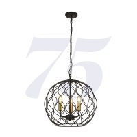 Searchlight Finesse 3 Light Round Pendant W Wavey Bar Detail-Black W Gold Lampholders