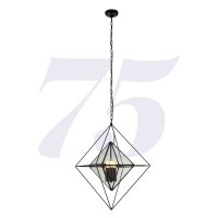 Searchlight Diamond 3 Light Pendant Black With Clear Glass Panels