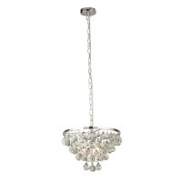 Searchlight Michelle 4 Light Round Chrome Pendant With Rain Drop Glass Balls