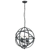 Searchlight Orbit 4 Light Cage Frame Orb Pendant Matt Black