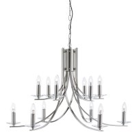 Searchlight Ascona-12Lt Ceiling,Satin Silver Twist Frame,Clear Glass Sconces