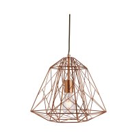 Searchlight Geometric Cage Frame Pendant Shiny Copper