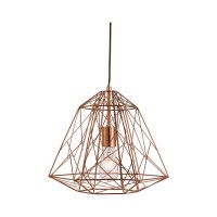 Searchlight Geometric Cage Frame Pendant Shiny Copper