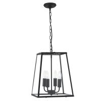 Searchlight Lantern 4 Light Black Pendant