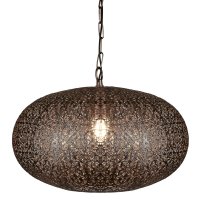 Searchlight Fretwork Pendant Antique Copper