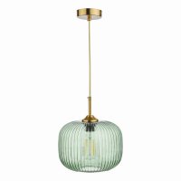 Demarius 1 Light Pendant Green Glass Bronze Detail