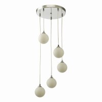 Federico 5 Light Cluster Pendant Polished Chrome Opal Glass