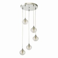 Federico 5 Light Cluster Pendt Polished Chrome Clear Ribbed Gl