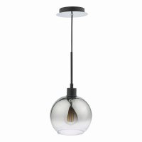 Lycia 1 Light Single Pendant Matt Black Ombre Smoked Glass