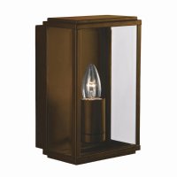 Searchlight Box Outdoor Wall & Porch Light - Rustic Brown & Glass