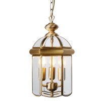 Searchlight Bevelled Lantern Antique Brass Bevelled Glass Domed 3Lt