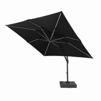 3m x 3m Deluxe Square Solar LED Cantilever parasol - Grey