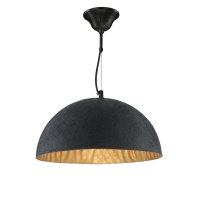 Searchlight Dome Pendant Dome Black/Gold 38Cm