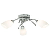 Searchlight Opera 3 Light Chrome Flush With Opal Glass