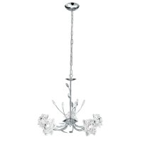 Searchlight Bellis 5 Light Ceiling, Chrome, Clear Flower Glass