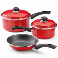 Judge Essentials Enamel Non-Stick 3 Piece Cookware Set - Red
