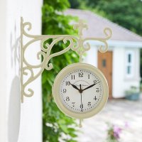 Outside In 5.5in York Station Wall Clock & Thermometer - Cream