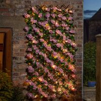 Faux Decor Topiary Trellis Solar InLit Pink Blossom 180 x 60cm