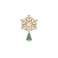 Premier Decorations 22cm Pale Wood Snowflake Tree Topper