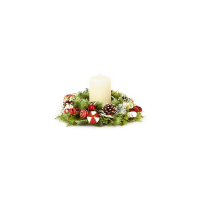Premier Decorations 30cm Plastic Candle Ring - Red and White