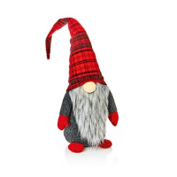 Premier Decorations 72cm Lit Standng Grey-Red Gonk with Red Tartan Hat