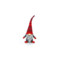 Premier Decorations 36cm Lit Standng Grey-Red Gonk with Red Tartan Hat