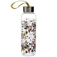 Puckator 500ml Reusable Plastic Water Bottle with Metallic Lid - Wisewood Botanical