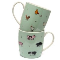 Puckator Porcelain Mugs (Set of 2) - Willow Farm