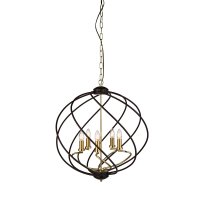 Searchlight Flow 5 Light Ceiling Pendant Black Metal & Satin Brass