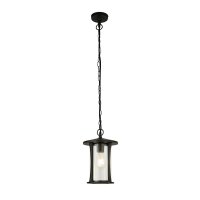 Searchlight Pagoda Outdoor Pendant IP44 Black Metal with Clear Glass