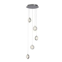 Searchlight Quartz 5 Light Ceiling Pendant Chrome & Bubble Glass