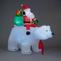 SnowTime Inflatable Figures Santa on Polar Bear with Moving Head 175cm