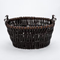 Inglenook Dark Wicker Basket with Chrome Handles