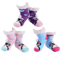Nuzzles Girls Pom Pom Penguin Sherpa Socks - Assorted