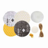 The Kitchen Pantry 24 Piece Mixed Designs Jam Jar Cover Set