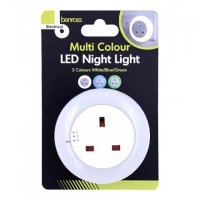 Benross LED Night Light With Socket - White/Blue/Green