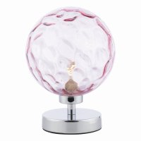Dar Esben Touch Table Lamp Polished Chrome with Pink Dimpled Glass