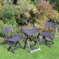 Boretto Folding Table With 2 Brescia Chairs Set Anthracite