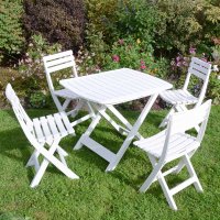 Brescia Folding Table With 4 Brescia Chairs Set White