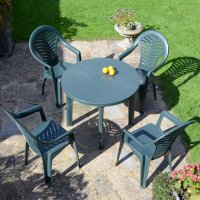 Revello Round Table With 4 Pineto Chairs Set Green