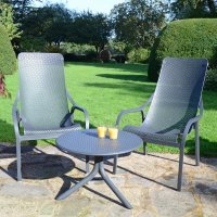 Step Low Table With 2 Net Lounge Chair Set - Anthracite