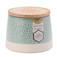 The English Tableware Company - Artisan Flower Blue Canister with Bamboo Lid