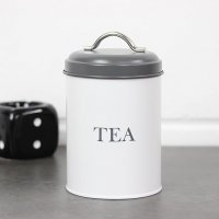 White and Grey Lid Tea Caddy