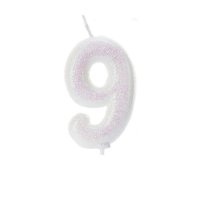 Anniversary House Age 9 Glitter Numeral Moulded Pick Candle - Iridescent