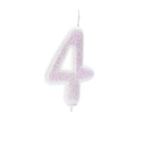 Anniversary House Age 4 Glitter Numeral Moulded Pick Candle - Iridescent