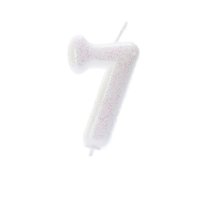 Anniversary House Age 7 Glitter Numeral Moulded Pick Candle - Iridescent